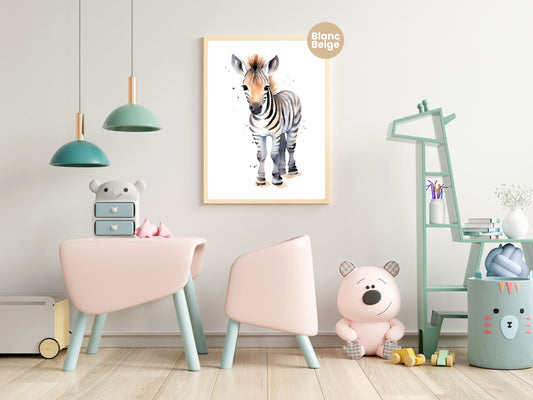 Baby Zebra Watercolor: Safari Animal Art Collection