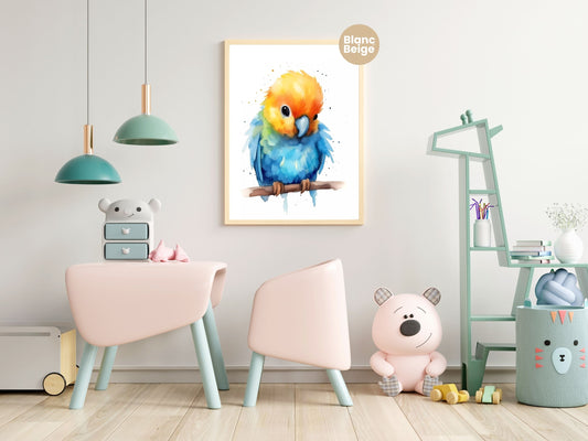 Baby Parrot Watercolor: Rainforest Animal Art Collection
