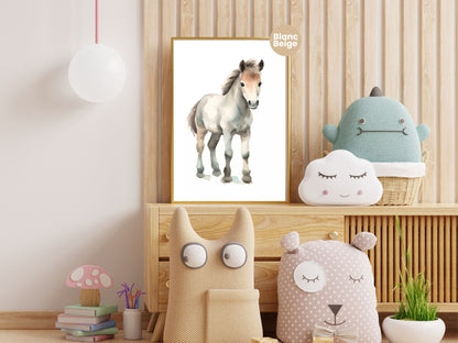 Baby Horse Watercolor: Farm Animal Art Collection