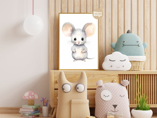Baby Mouse Watercolor: Woodland Animal Art Collection