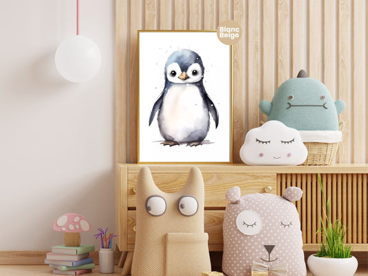 Baby Penguin Watercolor: Marine Animal Art Collection