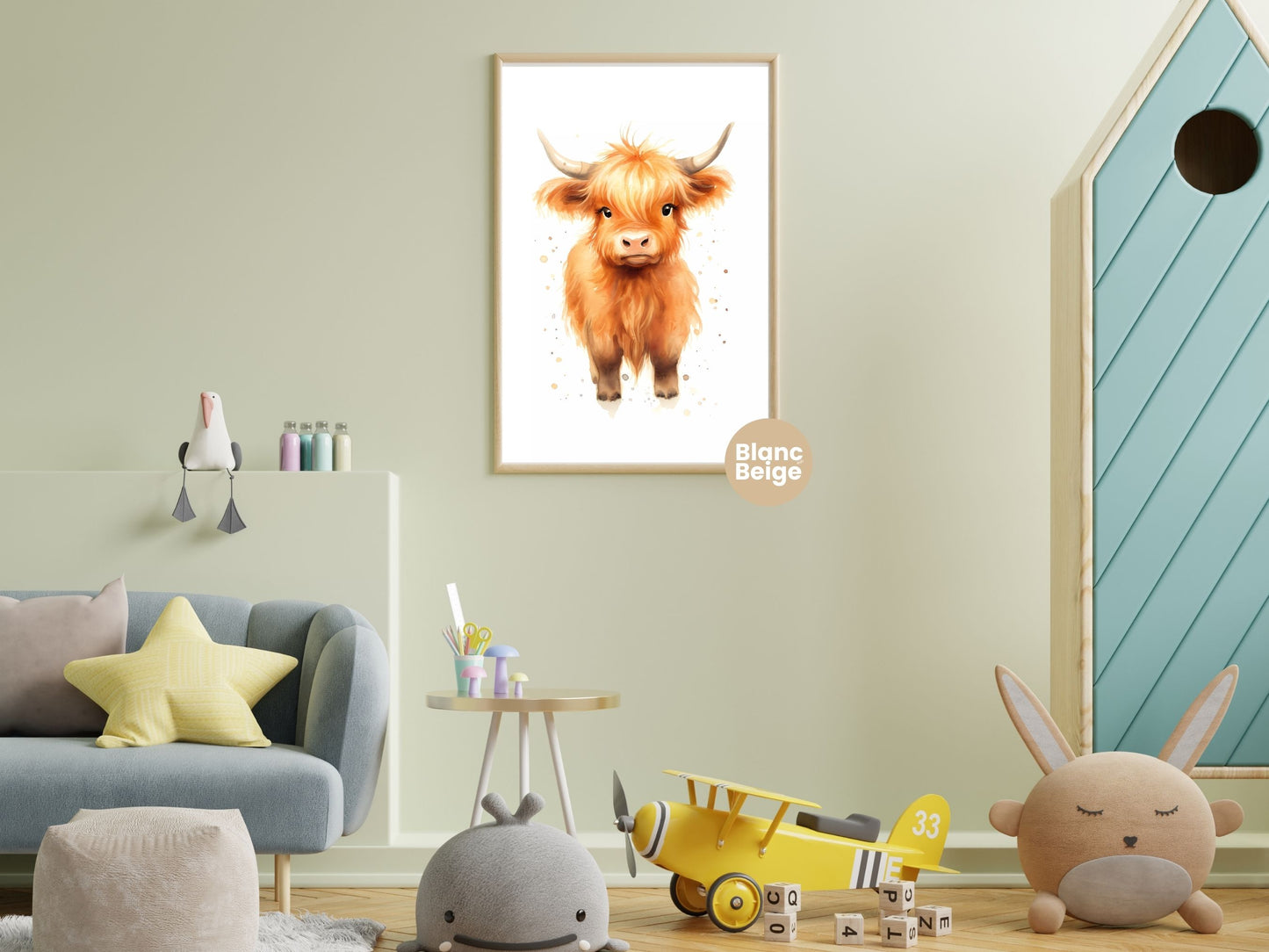 Baby Highland Cow Watercolor: Farm Animal Art Collection