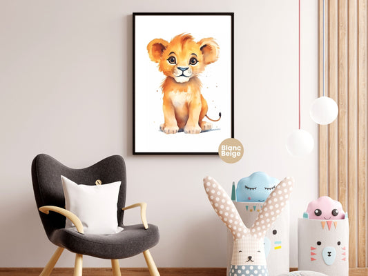 Baby Lion Watercolor: Safari Animal Art Collection