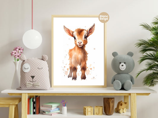 Baby Goat Watercolor: Farm Animal Art Collection