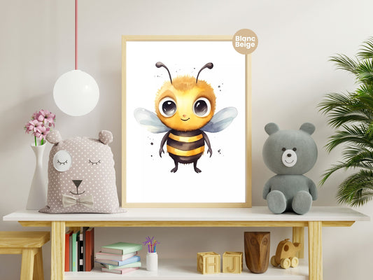 Baby Bee Watercolor: Rainforest Animal Art Collection