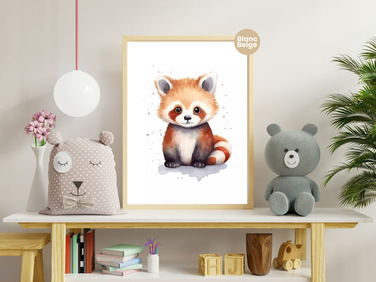 Baby Red Panda Watercolor: Rainforest Animal Art Collection
