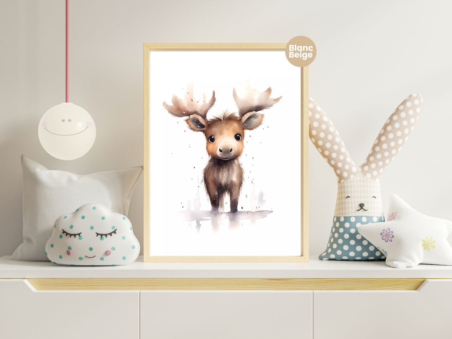 Baby Moose Watercolor: Woodland Animal Art Collection