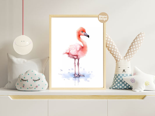 Baby Flamingo Watercolor: Safari Animal Art Collection