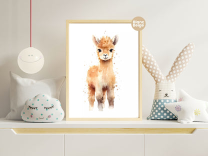 Baby Alpaca Watercolor: Farm Animal Art Collection