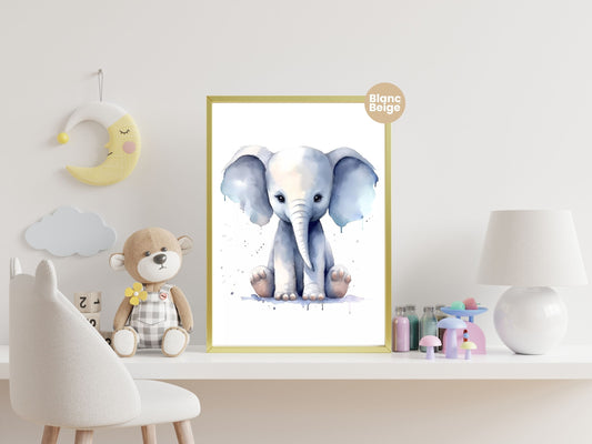 Baby Elephant Watercolor: Safari Animal Art Collection