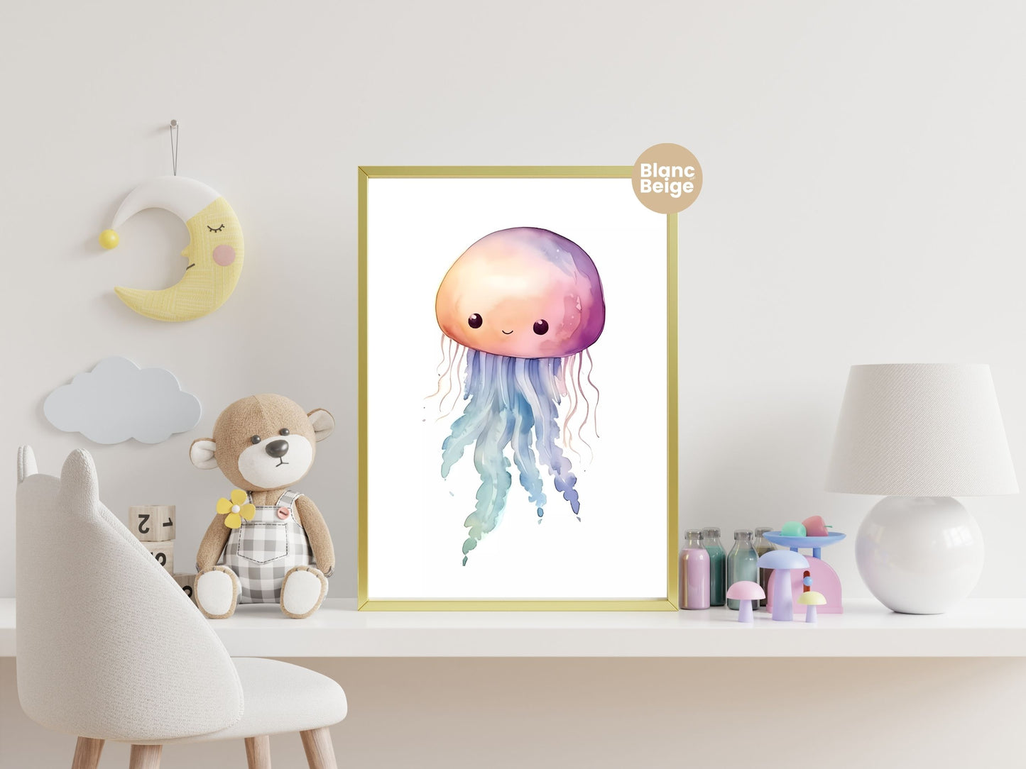 Baby Jellyfish Watercolor: Marine Animal Art Collection