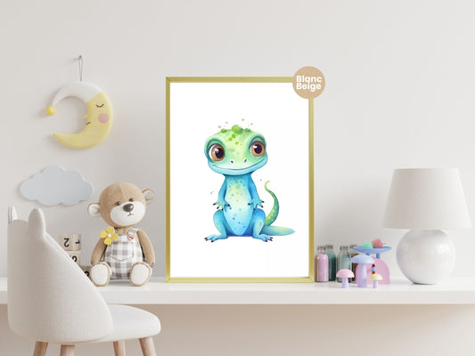 Baby Lizard Watercolor: Rainforest Animal Art Collection