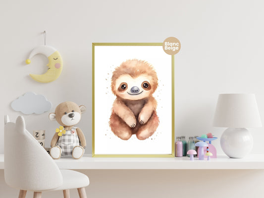 Baby Sloths Watercolor: Rainforest Animal Art Collection