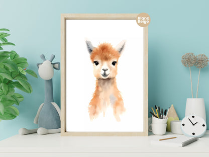 Baby Lama Watercolor: Farm Animal Art Collection