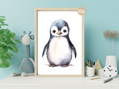 Baby Penguin Watercolor: Marine Animal Art Collection