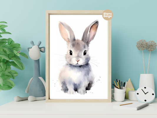Baby Rabbit Watercolor: Rainforest Animal Art Collection