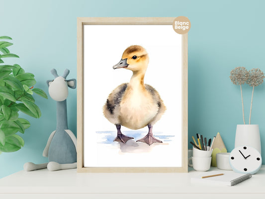 Baby Goose Watercolor: Farm Animal Art Collection